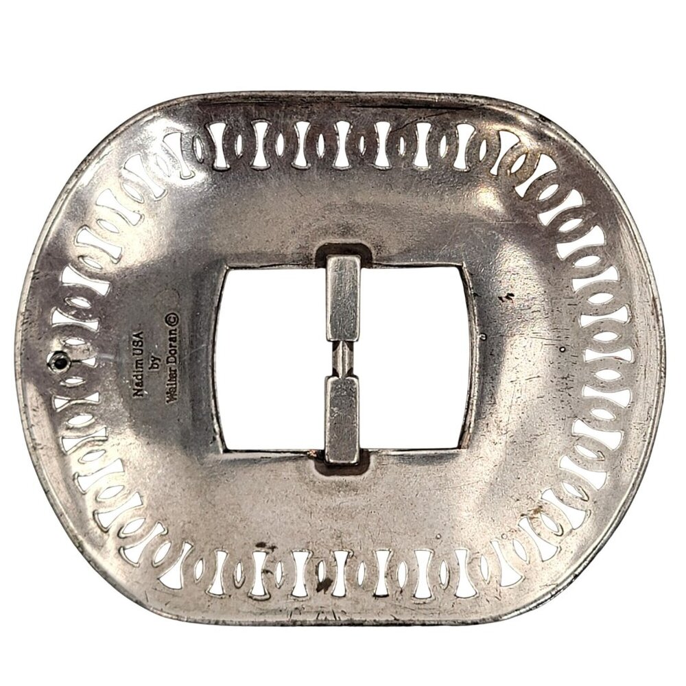 Vintage Walter Doran Western Silver Slotted Buckle 3.5"X3" - Picture 2 of 7